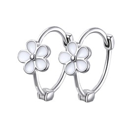 HinDaLi Flower Hoop Earrings 925 Silver for Women Girls Women Small Silver Earrings Women's Flower Hoop Cartilage Hypoallergenic, 10 mm, Sterling Silver, No Gemstone