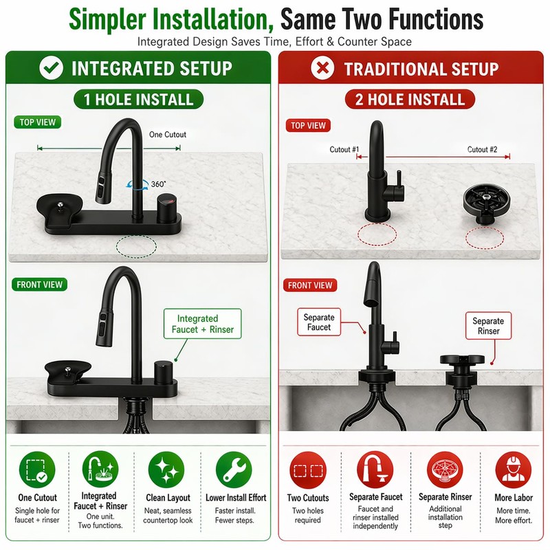 Swiwikai Kitchen Faucet with Pull Down Sprayer & Glass Rinser,