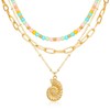 Multilayered Beaded Shell Necklace for Women, Bohemian Colorful Glass Beads