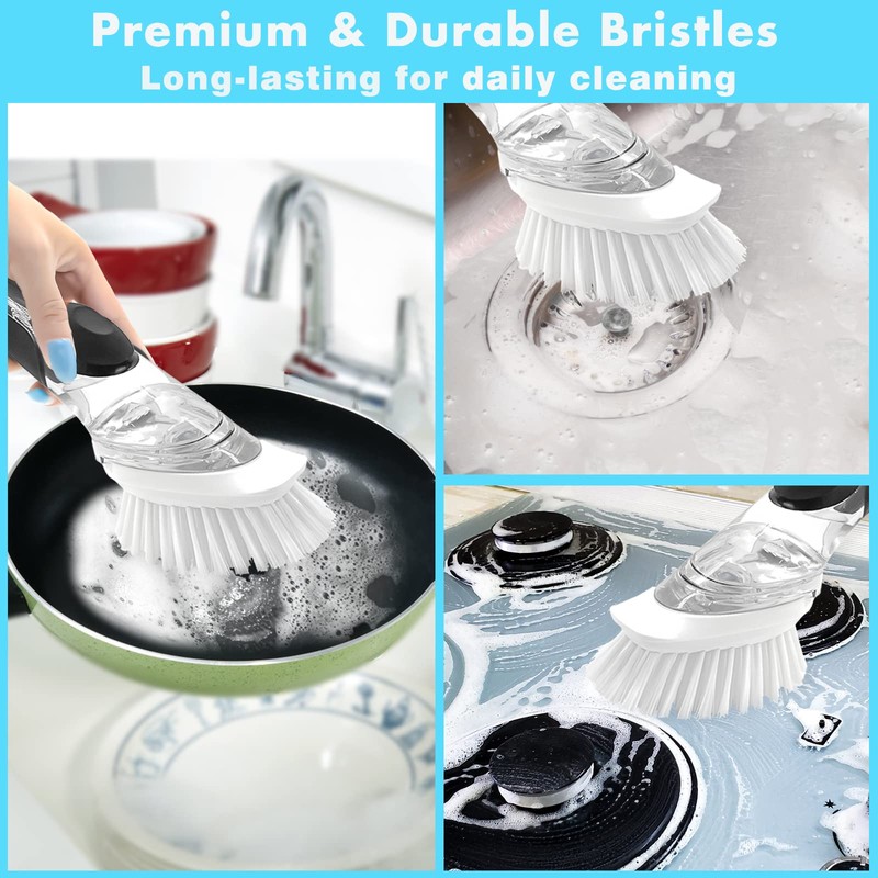 Dish Brush Refill, 4 Pack Dish Brush Replacement Head for