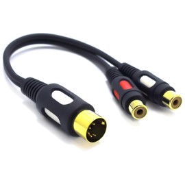 VITALCO DIN RCA Audio Adapter DIN 5-Pin Male to 2X RCA Dual RCA Female Male to Female 5-Pin 5-Pin