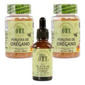 Aceite Orégano 30ml Y 2 Frascos De Perlas Orégano Y Miel