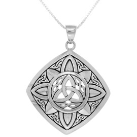 Jewelry Trends Sterling Silver Celtic Trinity Sunburst Pendant on 22 Inch Box Chain Necklace
