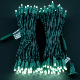 YULETIME Cool White 5MM LED Christmas Lights, 50 ft 100 Count 6" Spacing One-Piece High Waterproof Wide Angle UL Certified String Light (6“ Cool White - Green Wire)