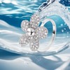 Izpack Cubic Zirconia Flower Statement Ring Crystal Floral Blossom Open