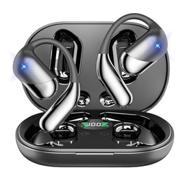 Auriculares inalámbricos con clip abierto para la oreja 2026, auriculares de conducción ósea, Bluetooth, micrófono integrado, impermeable, pantalla LE