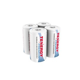 Tenergy Combo: 4 pcs Premium D Size Rechargeable Batteries High Capacity 10000mAh NiMH - UL Certified