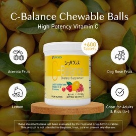 Umeken C-Balance Chewable Vitamin C Supplements, High Potency for Adults & Kids, with Citric Acid and Gamma-linolenic Acid, Vitamin C Chewables, 7.1 Ounce, 200g, 4.5 Months Supply, Pack of 2