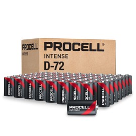 ProCell Intense D Cell High-Performance Alkaline Batteries (72 Pack), 10-Year Shelf Life, Bulk Value Pack for High Power Professional Devices