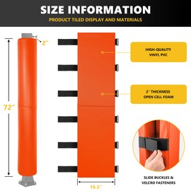 72" Tall Basketball Pole Pad, All-Weather Round Basketball Pole Padding Outdoor, 2" Thick Heavy Duty Wrap-Around Protective Pads for Adjustable & Fixed Height Basketball Hoop Poles