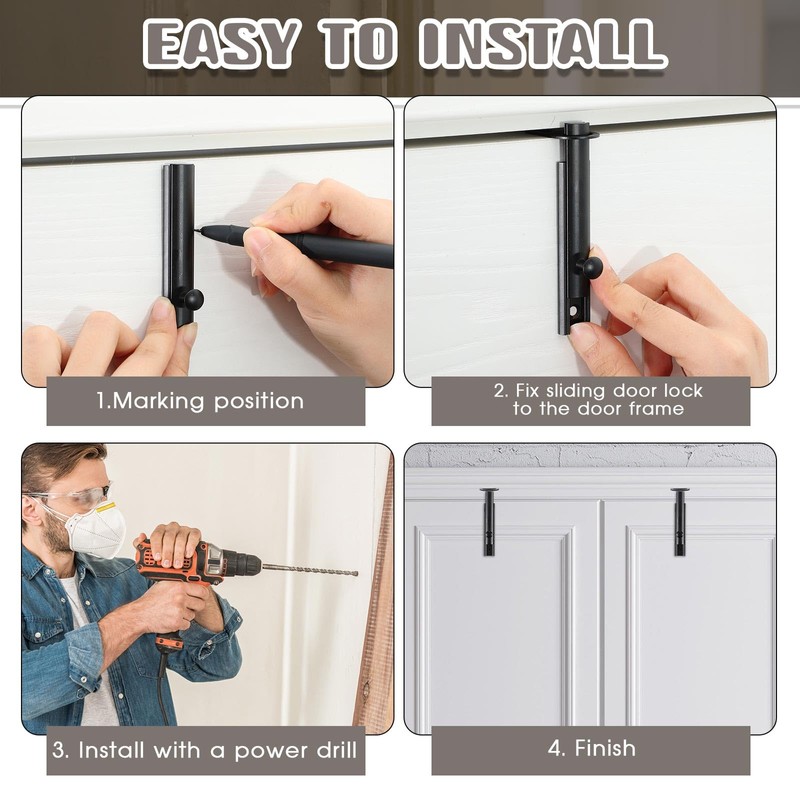 Lothee 4 Pcs Solid Brass Surface Bolt Door Slide Bolt