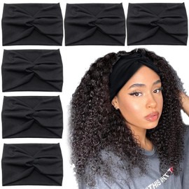 Carede Diademas Anchas para Mujer, Diadema con Turbante Negro, Diademas Elásticas Y Retorcidas para Niñas, Yoga, Entrenamiento, Deportes, Diademas para El Cabello de Mujer, Paquete de 6 Talla Única No