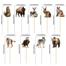 Paquete de 36 decoraciones para magdalenas de animales de safari de la selva, zorro, jirafa, conejo, león, oso, cupcakes, decoración para fiestas de cumpleaños de niños