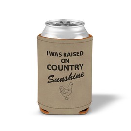 Style In Print Leatherette Beer Cuzzi Can Sleeve I Was Raised on Country Sunshine Inspiration & Motivation Engraved Can Cover Beverage Cooler Khaki, LKOOZ_KSSG117_K