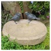 Garden Bird Bath with Bronze Birds, Stone Effect Resin Bowl,