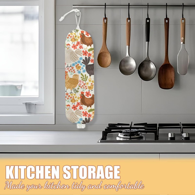 Chicken Plastic Bag Holder, Wall Mount Grocery Bag Holder, Plastic