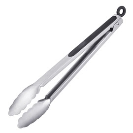 Westmark Barbecue tongs and serving tongs, with stainless steel beaker and rubberised handles, length: 35 cm, stainless steel/plastic, classic special maxi, silver/black, 16252270