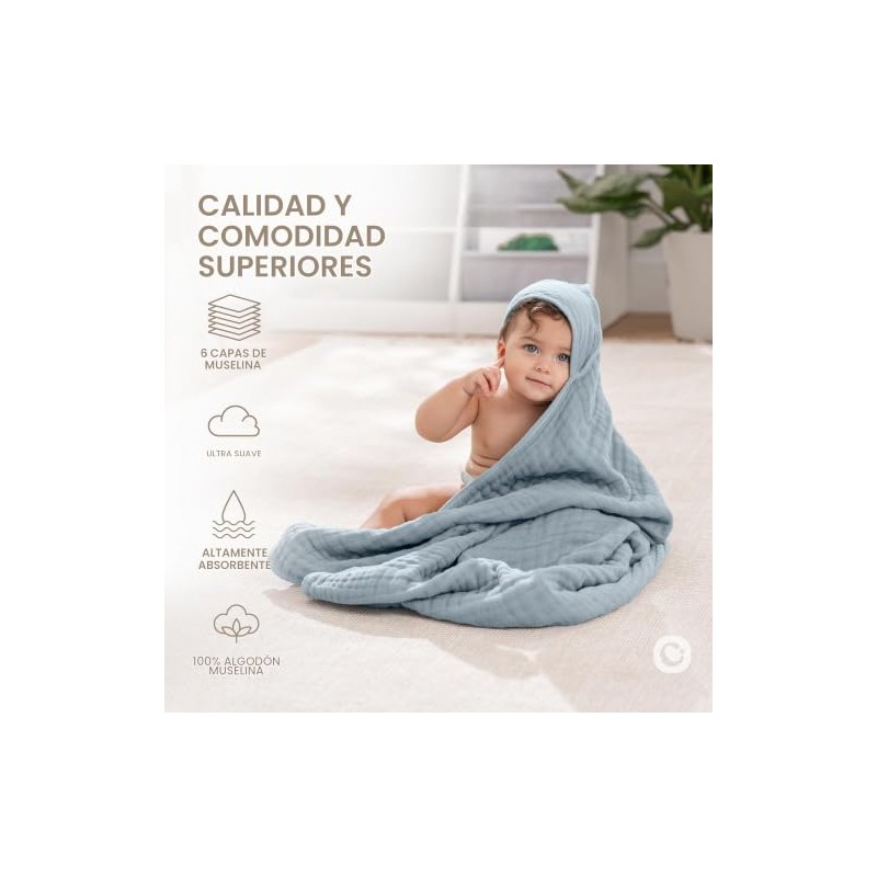 Comfy Cubs Toalla con Capucha para Bebé, Grande, 81 ×