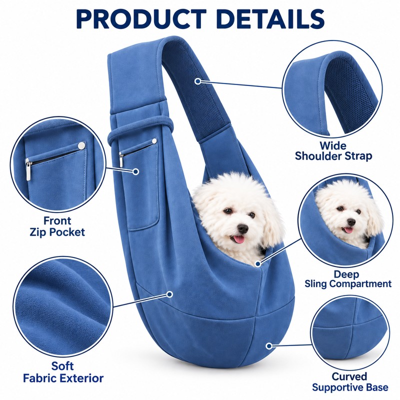 Pet Sling Carrier Bag for Small Dogs & Cats –