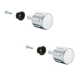 GedoTec Rotary Knob Caravan Motorhome for Push-Lock Screw-On Locks, Furniture Lock Rotary Knob with Square Pin, Length 28 mm, Plastic Chrome Matt, Pack of 2 - Design Door Knobs for Cabinet Locks