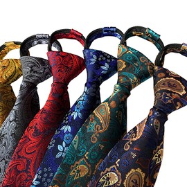 Lovacely - Corbatas con cierre para hombre, 3.15 pulgadas, clásica, de seda, con cierre y cierre de cierre, varios diseños, Azul marino (Stripe Navy Blue), Talla única