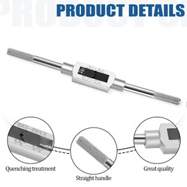 InnoHHustle Tap Wrench Handle, M3-M12 1/16"-1/2" Adjustable Alloy Steel Reamer Tap Wrench Professional Handle Tool Thread Tapping Holder Reamer Hand Tapping Tool for Machinist Repair