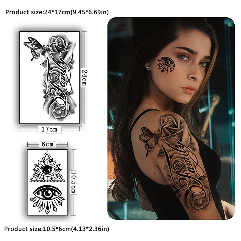Yazhiji 36 Sheets Temporary Tattoos Stickers, 12 Sheets Fake Body