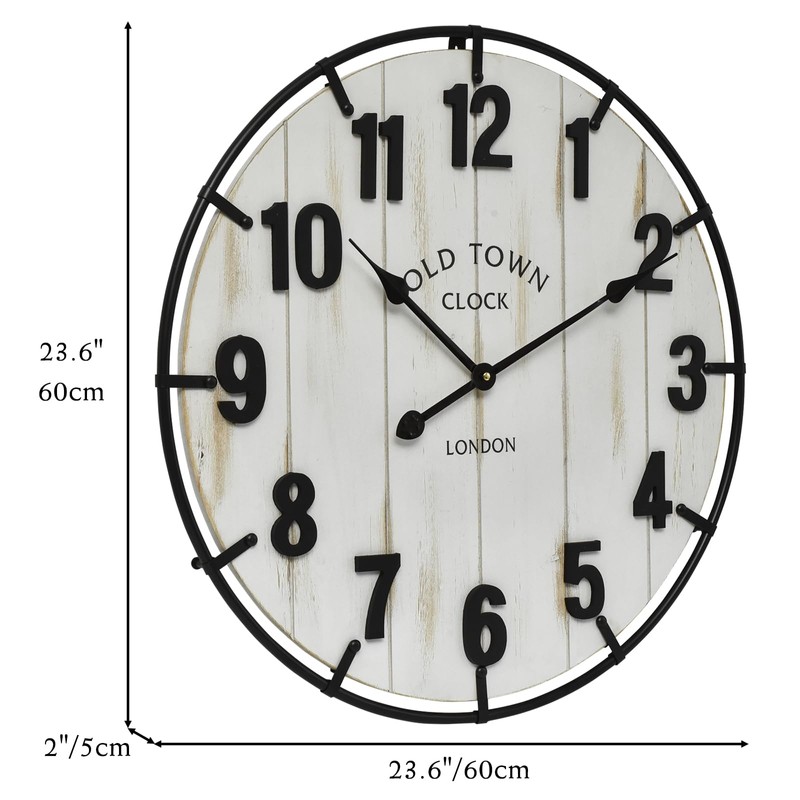Large Old Town Farmhouse Wall Clock – 24 Inches Rustic