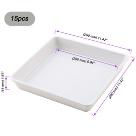 JOIKIT 15 PCS 11.4 x 11.4 Inch Square Plant Saucer, Plastic Plant Saucer Drip Tray, Square Flower Pot Tray for Indoors and Outdoor Plant Pots, 1.6 Inch Deep, White