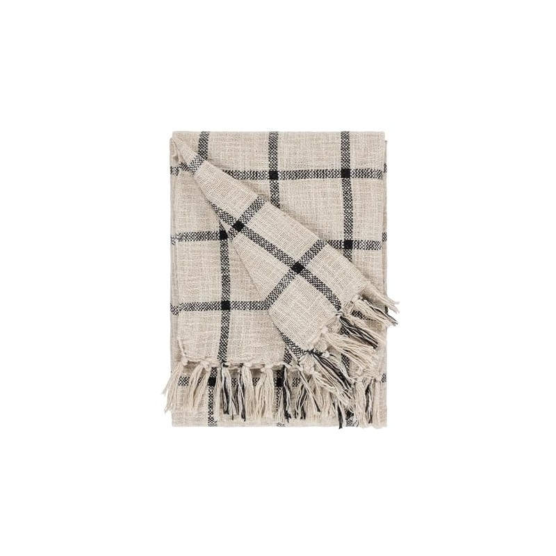 Yard Beni Check Fringed Throw