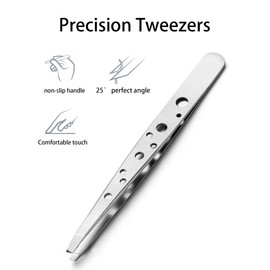 Tweezers, Professional Precision Eyebrow Tweezers for Women and Men, Stainless Steel Slanted Hair Removal Tweezers Plucker Makeup Tool for Brow, Facial Hair, Blackhead and Splinte(Sliver)