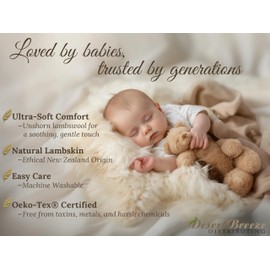 Real New Zealand Lambskin Baby Rug | XL 37+ inches | Soft & Gentle Unshorn Lamb Wool for Crib, Nursery & Travel | Natural Length Lambswool, Silky Soft, Ethically Sourced, Oeko-Tex Certified