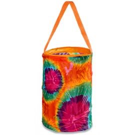 Dorm Shower Caddy - 8” X 12” - Carry Personal Care Items Right Into the Shower. Great for College Dorm, Gyms, Camping and Travel. Folds Flat for Easy Storage When Not Needed. (Tie-Dyed Orange)