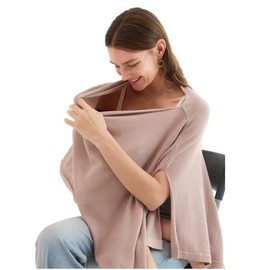 Momcozy Nursing Cover for Breastfeeding,Breathable Soft Full Privacy Poncho,Stroller Cover,Baby Blanket,and Stylish Scarf,Portable,Include Laundry Bag - Color: Brown