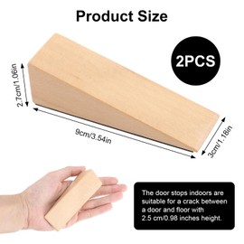 Door Stop, Wooden Door Stoppers 2 Piece Door Wedge Floor Made of Natural Wooden Fine Polishing Smooth Grain with Anti-Slip Rubber Bottom for Bedroom, Kitchen, Living Room, Bathroom Door Protector