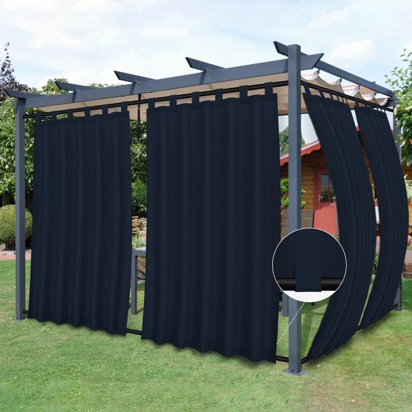 Easy-Going Outdoor Patio Curtains Detachable Tab Top Windproof Weatherproof Curtain