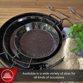 MAGEFESA 18" Enameled Steel Paella Pan - 46 cm - 12 Servings, Ideal for Outdoor Cooking and Making Your Own Traditional Valencian Paella, Easy Cleaning