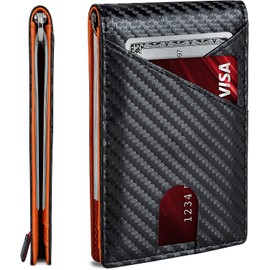 Cartera hombre clip, portafolios con clip de dinero RFID, elegante cartera plegable minimalista, bolsillo frontal delgado para tarjetas de crédito billetera hombre carteras para caballero