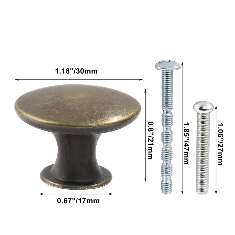 Zorveiio 8 Pcs Round Antique Cabinet Knobs 1.18" Diameter Bronze