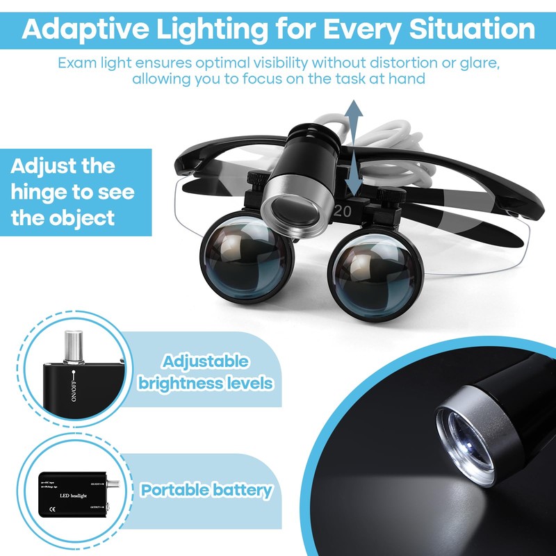 3.5 X 420mm Binocular Loupes Magnifier Glasses with LED Head