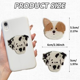 Set of 2 Dog-Shaped Phone Grip Stand, Cute Dog Phone Grip for dog lovers,Collapsible Cellphone Finger Grip Holder,Compatible with Smartphone,Mobiles&Cases (Corgi & Dalmatian)