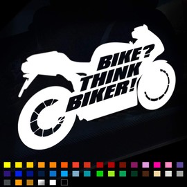 Think Bike Sticker Motorcyle Car Van Window Bumper Decal Sticker, Safety Awareness, Bike Safety Sticker 200mm