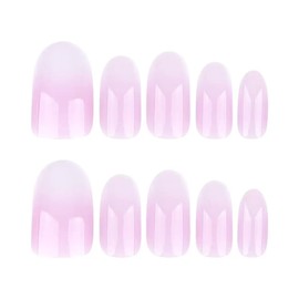 Almond Press on Nails Short Fake Nails Purple white gradient Glue on Nails Short False Nails French Gloss Designs Nails Press on Artificial Nails Stick on Nails for Women 24PCS