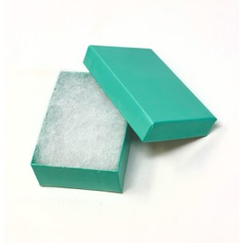 RJ Displays-6 Pack Cotton Filled Color Cardboard Jewelry Neckless, Ring, Earring, Pendant, Pocket Watch, Body Jewelry, Gift Boxes Size 3 1/4" x 2 1/4" x 1" Inch - by R J Displays (Teal Green)