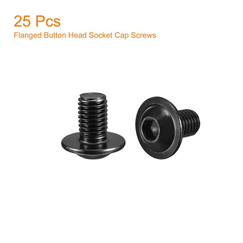sourcing map Flanged Button Head Socket Cap Screws, 25 Pcs