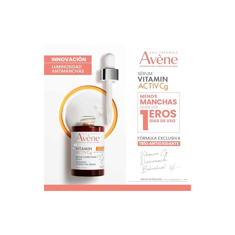 Avene Serum Facial Vitamina C y Niacinamida Antiarrugas Ilumina, 30ml