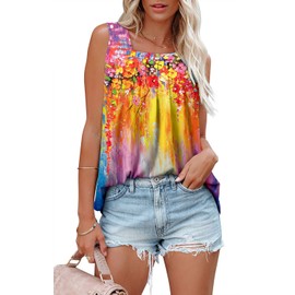 BETTE BOUTIK pleated summer clothes for women boho outfits for women sleeveless tank Brilliant Candy XX-Large