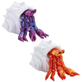 3D Printed Crab Toy, 2PCS Hermit Crabs in Purple and Red, 3D Printed Animals for Stress Relief, Office Desk Decor, Unique Gift for Collectors and Animal Lovers