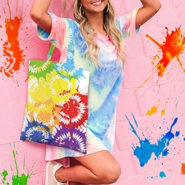 Vodolo White Bags for Tie Dye(4 PCS),Tie Dye Kits for Adults Kids Women Large Groups,Cotton Tote Bags Items Things to Tie Dye Party Supplies