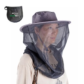 Mosquito Head Net Hat Sun Safari Hats with Hidden Net Mesh Mask for Fishing Hiking Camping Climbing Black